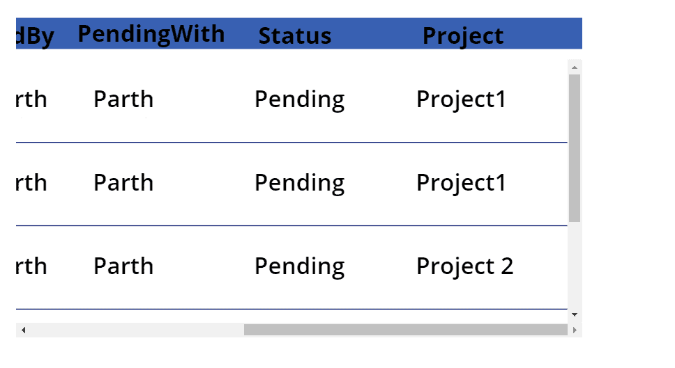 PowerApps Vertical Gallery with a Horizontal Scroll bar. PowerApps Vertical Gallery with a Horizontal Scroll bar.